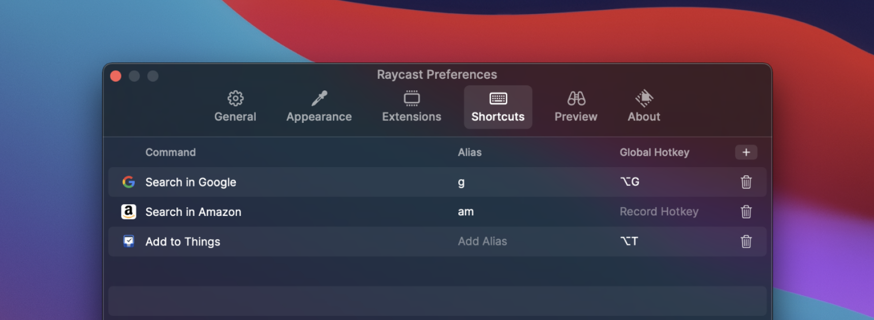 Shortcuts for Script Commands